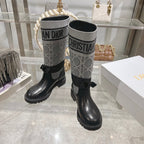 CD D-Major Boot Grey Mix Black Calfskin And Denim Fabric