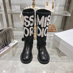 CD D-Major Boot Black Mix White Calfskin And Canvas