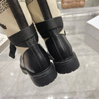 CD D-Major Boot Black Mix Beige Calfskin And Canvas