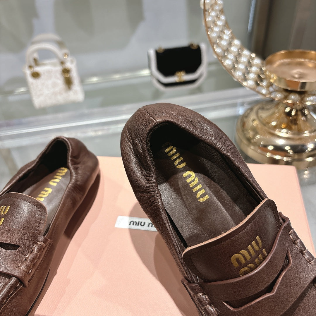 Miu Miu 25 Loafer Chocolate Brown Cowhide 175908