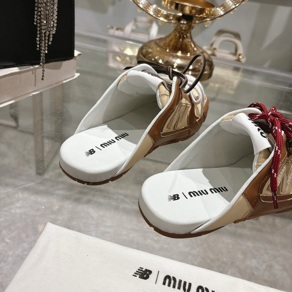 Miu x NB 530 SL Deco Mules Brown mix Beige Leather 235298