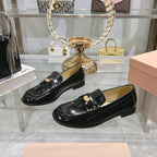 Miu 25C Loafers Black Patent Cowhide 235299