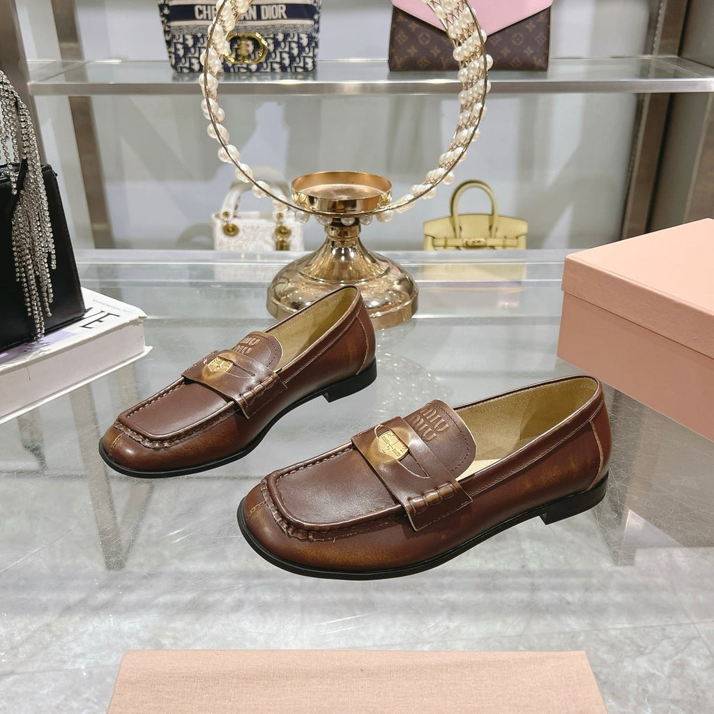 Miu 25C Loafers Coffee Cowhide 235302