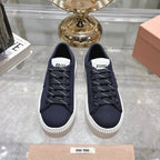 Miu Sneaker with Logo Night Blue Demin Fabric 235312