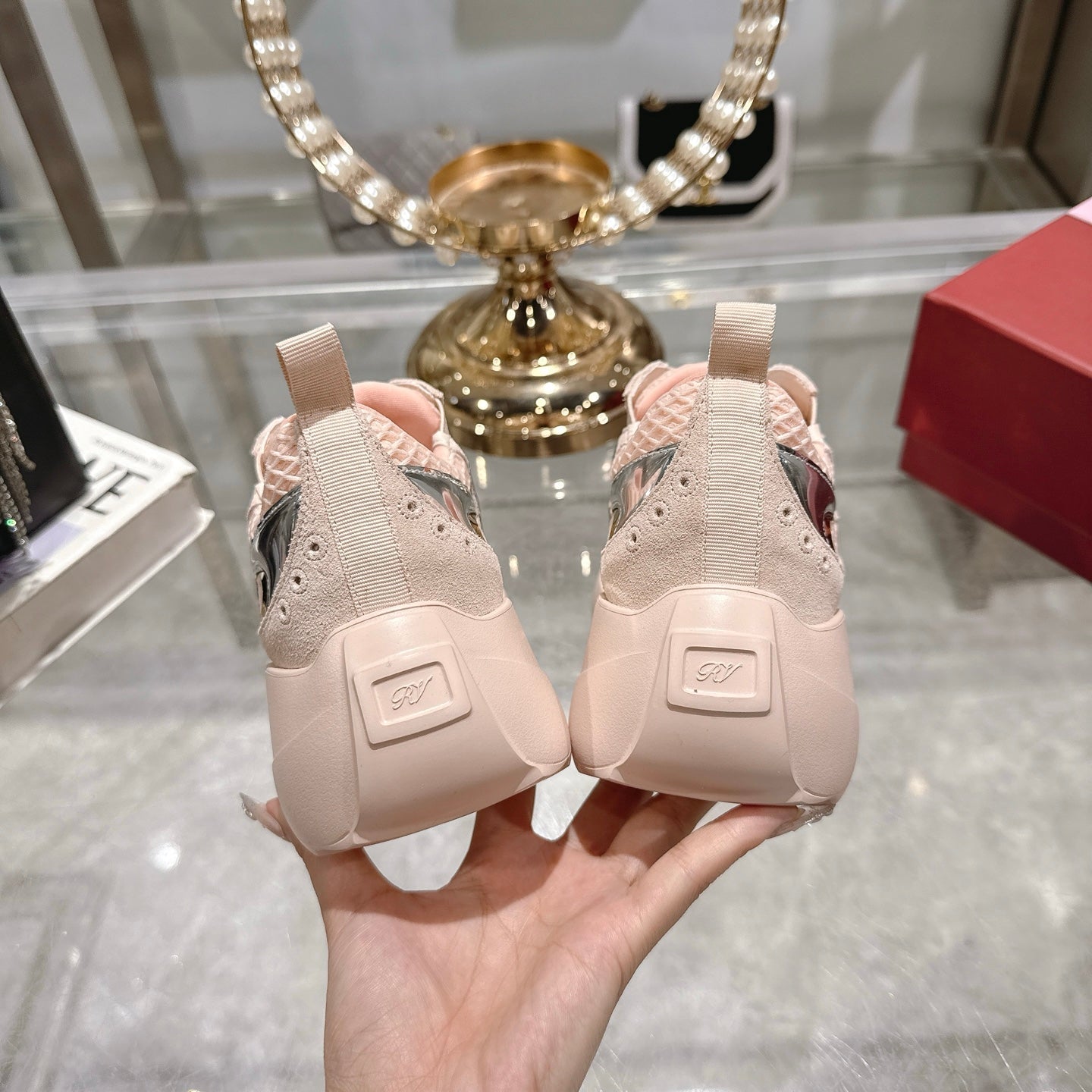 Viv 25 Diamond Sneaker Pink Cowhide   Imported 235357