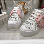 Viv 25 Square Buckle Platform White Pink Cowhide 262980