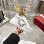 Viv 25 Square Buckle Platform White Cowhide 262981