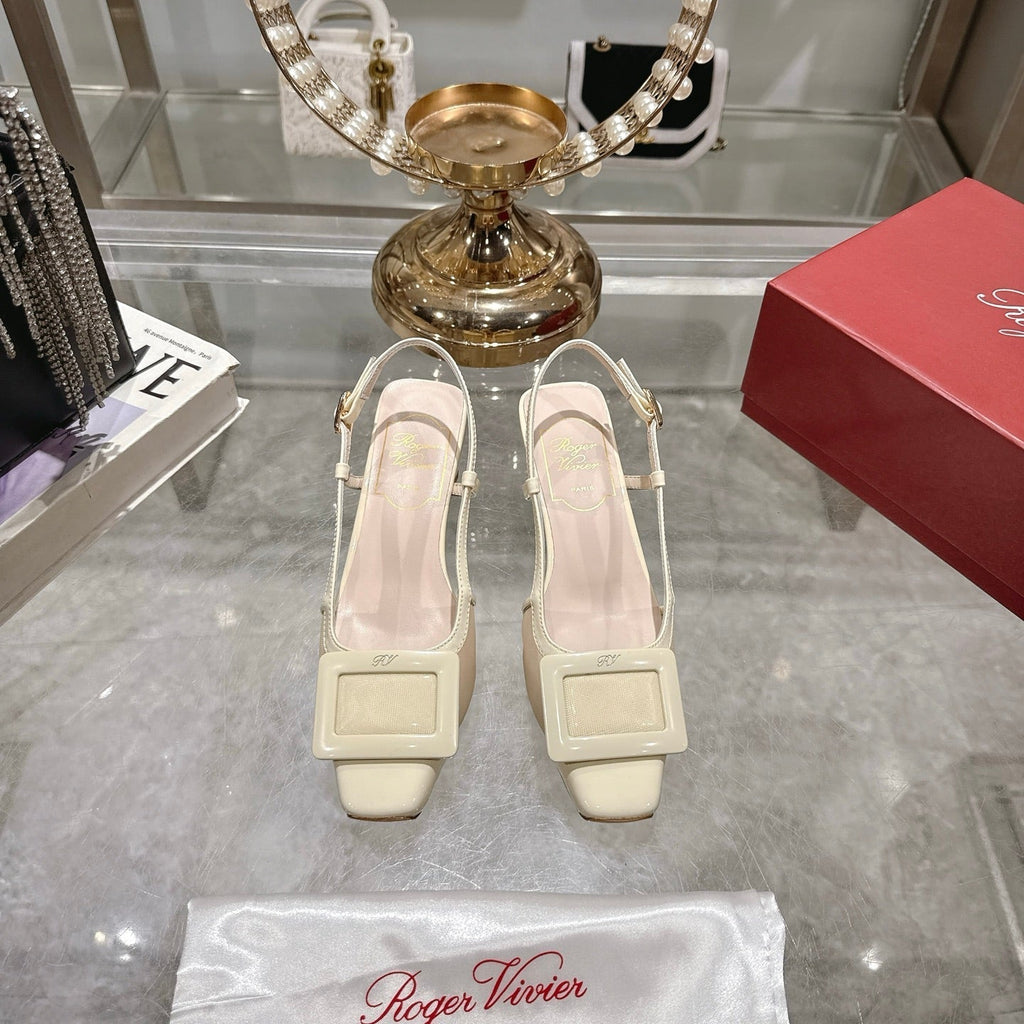 Viv 25 Slingback Milky Yellow Mesh Italian Leather 300779