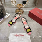 Viv 25 Slingback Pink White Italian Leather 300783