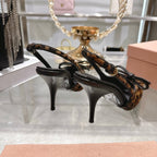 Miu 26 High Heel Slingback 80 Leopard Print Suede Leather 592099
