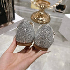 CD 26 Ballet Flats Gray Leather With Sequins 592216