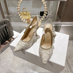 CD 26 Slingback 85mm Light Cream Gold Tweed 592230