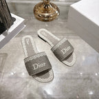 CC 26 Embroidered Sandals Gray White Canvas 592243