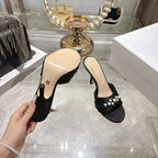 CD 26 High-Heeled Mules 85mm Pearl Black Leather 592249
