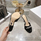 CD 26 High-Heeled Mules 85mm Pearl Black Patent Leather 592251