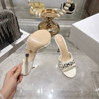 CD 26 High-Heeled Mules 85mm Pearl Ivory Patent Leather 592252