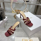 CD 26 High-Heeled Sandals 75mm Dark Red Leather 592254