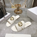 CD 26 Chunky Heel Sandals White Leather 592272