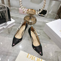 CD 26 High Heel Pump Flower 25 Black Sheepskin Ribbon 679714