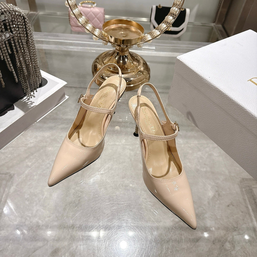 CD 26 Mary Jane High Heels 80 Beige Patent Leather 679857