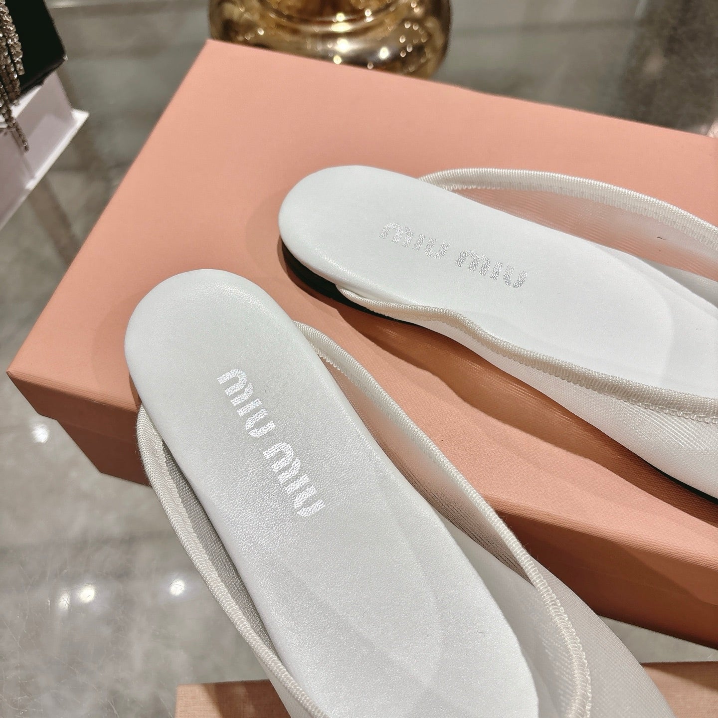 Miu Miu 26s Slippers White Mesh 679837