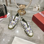 Roger Vivier Zag Sneakers White Olive Lace Suede 679799
