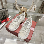 Roger Vivier Zag Sneakers White Lace Lambskin 679802
