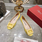 Roger Vivier 26s U Look Ballet Flat Yellow Leather 679806