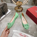 Roger Vivier 26s U Look Ballet Flat Mint Green Leather 679809