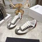 Celine Racer Sneaker Taupe White Suede Fabric 679822