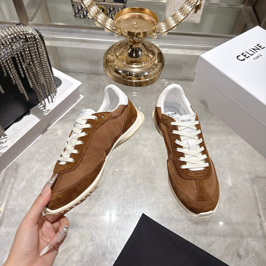 Celine Racer Sneaker Brown Suede Fabric 679819