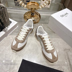 Celine Racer Sneaker Dark Khahi White Suede Fabric 679821