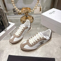 Celine Racer Sneaker Dark Khahi White Suede Fabric 679821