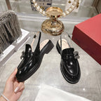 Roger Vivier 26s Viv' Ranger Half Loafer Black Patent Leather 679811