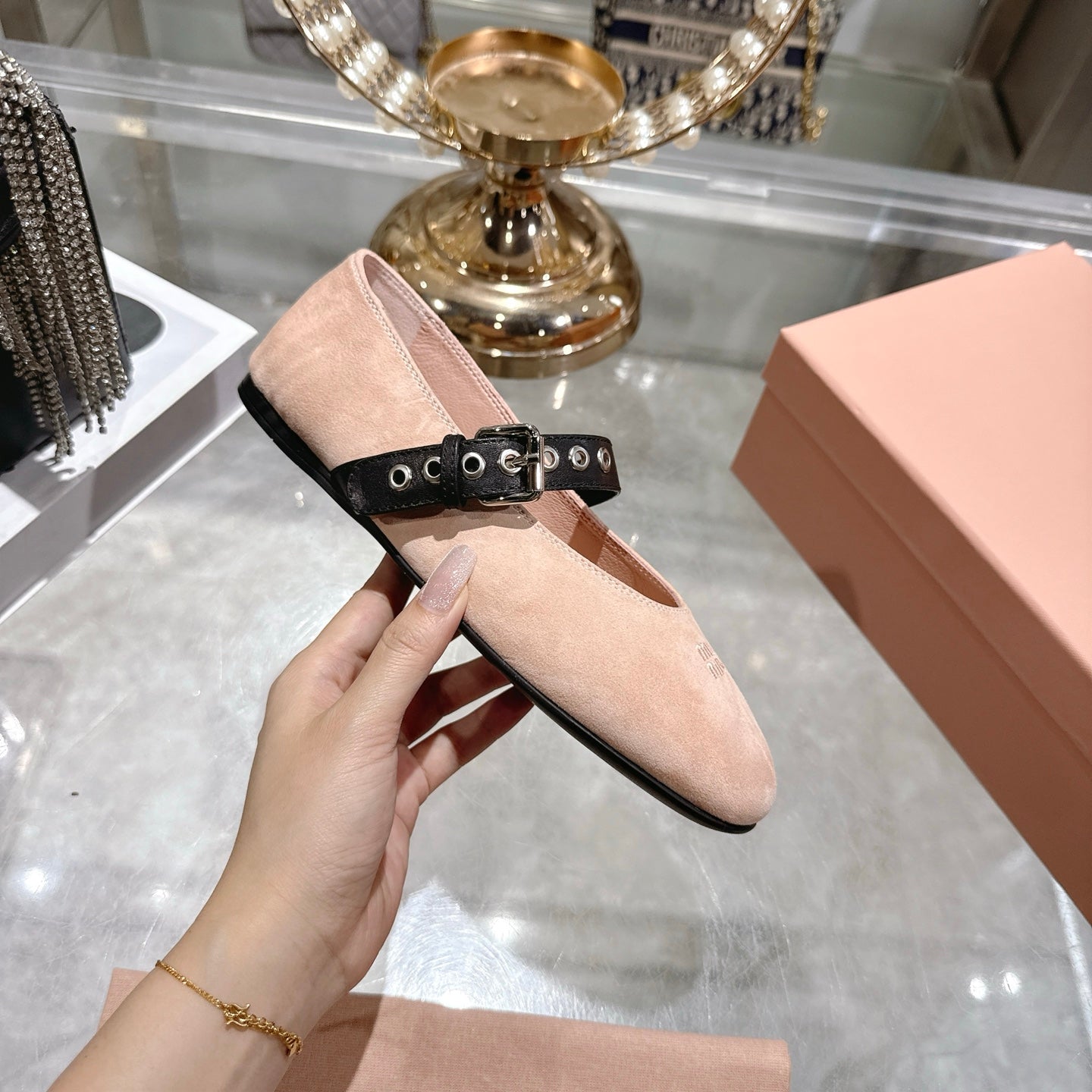 Miu 26s Ballerinas Light Pink Suede 679779