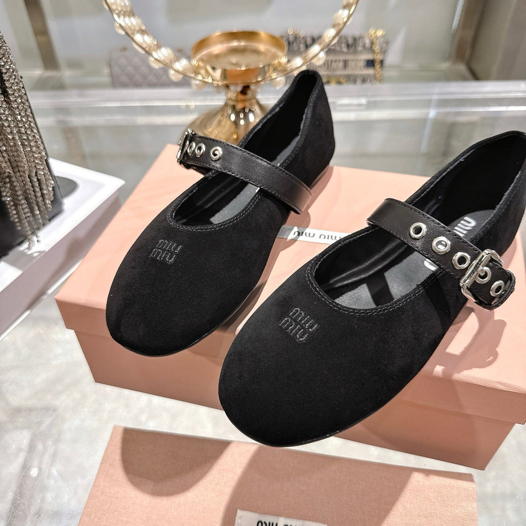 Miu 26s Ballerinas Black Suede 679780