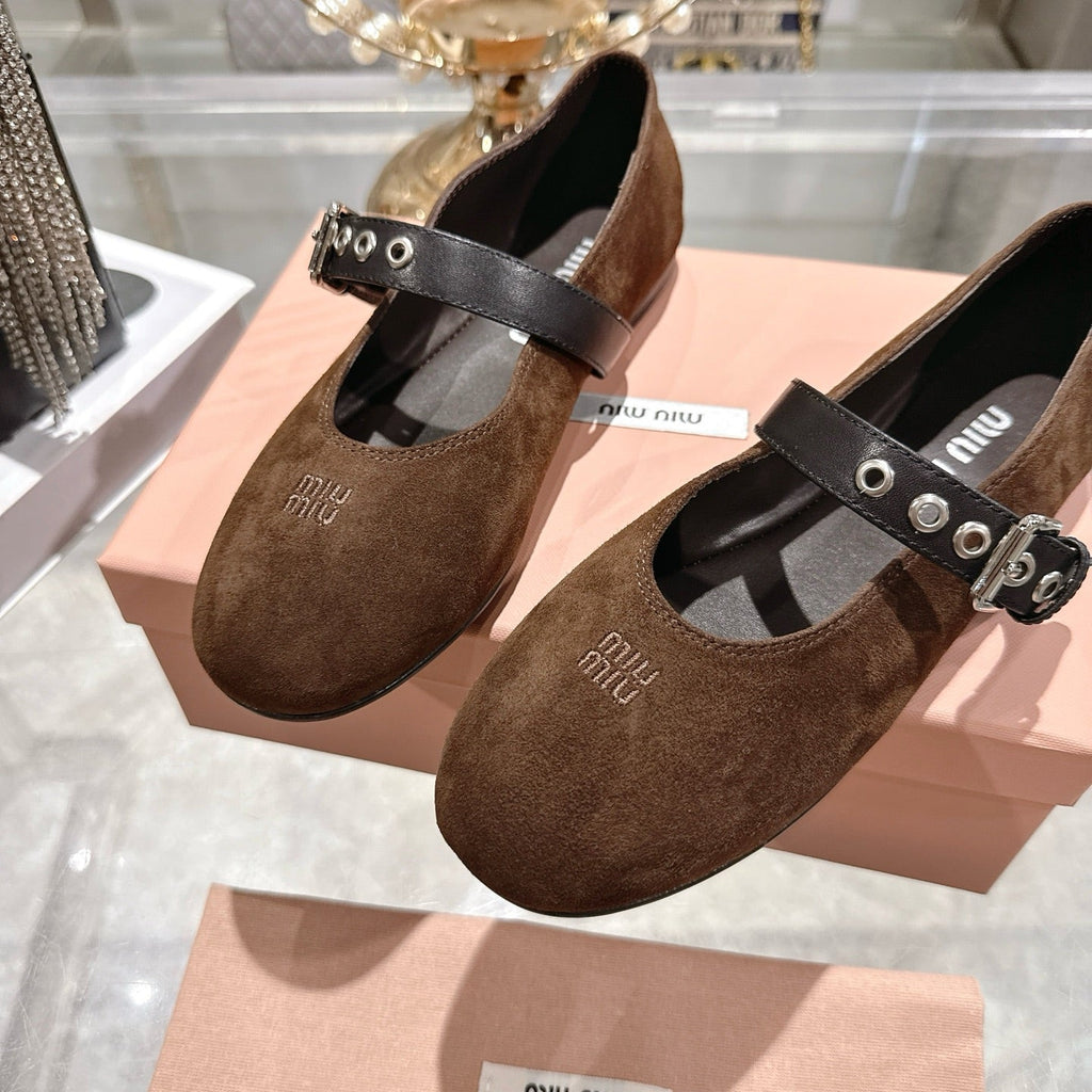 Miu 26s Ballerinas Chocolate Suede 679781