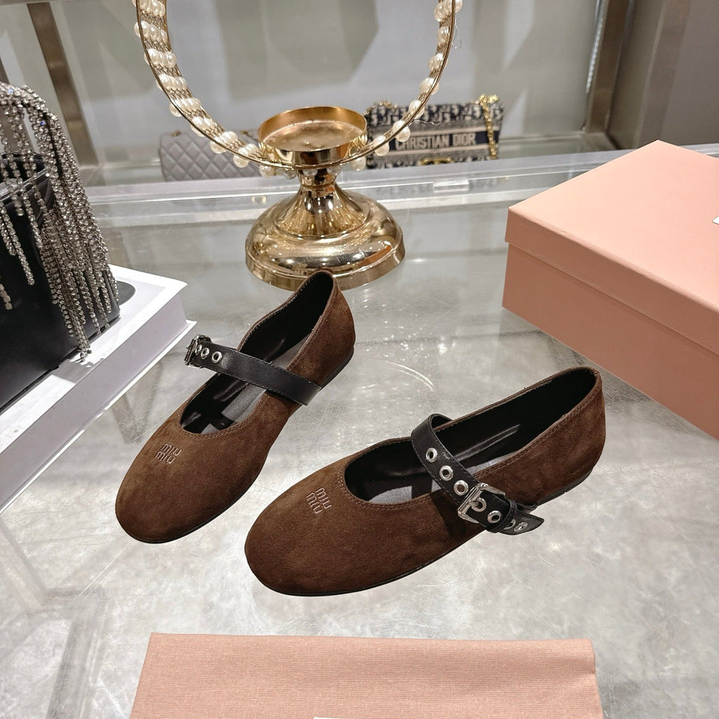 Miu 26s Ballerinas Chocolate Suede 679781