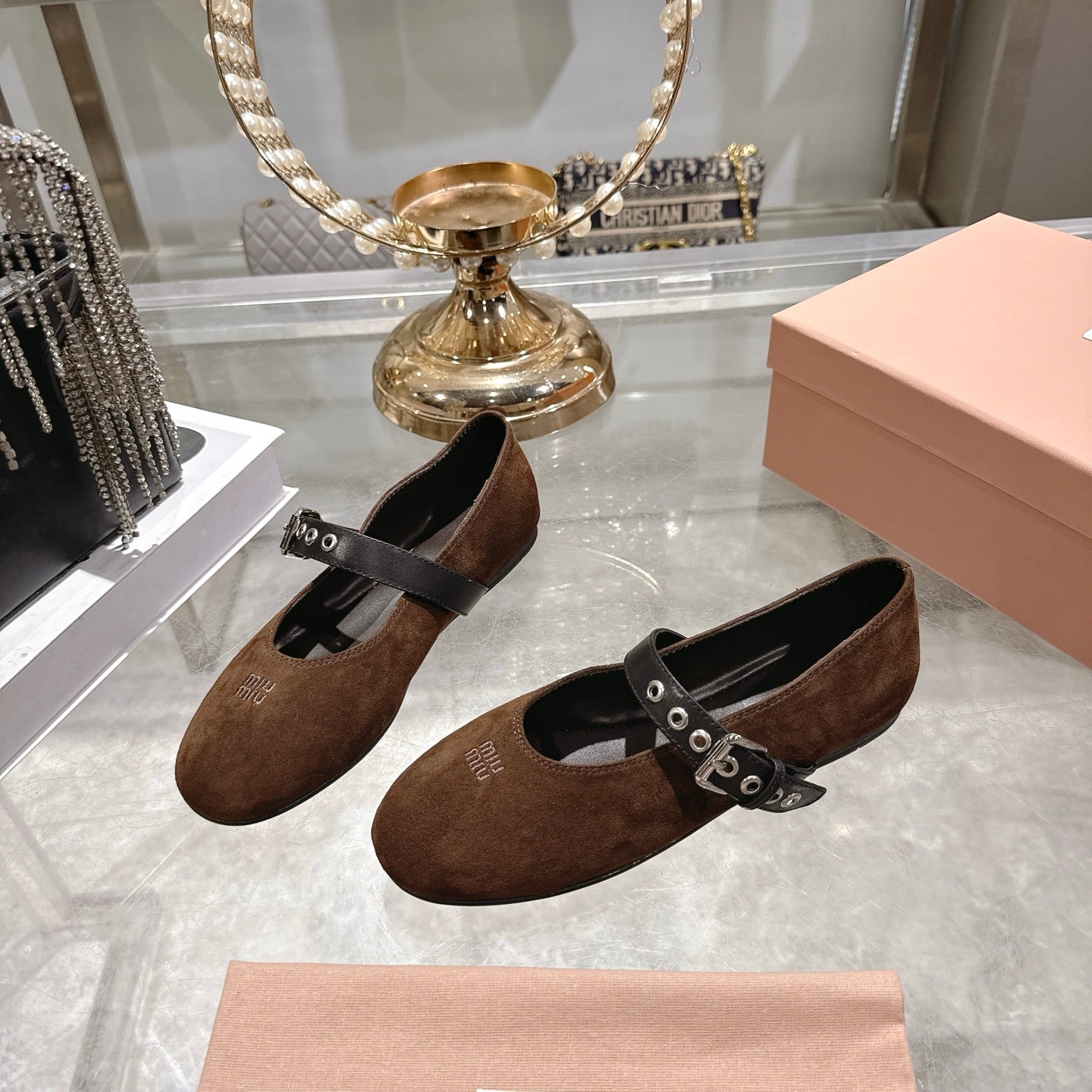 Miu 26s Ballerinas Chocolate Suede 679781