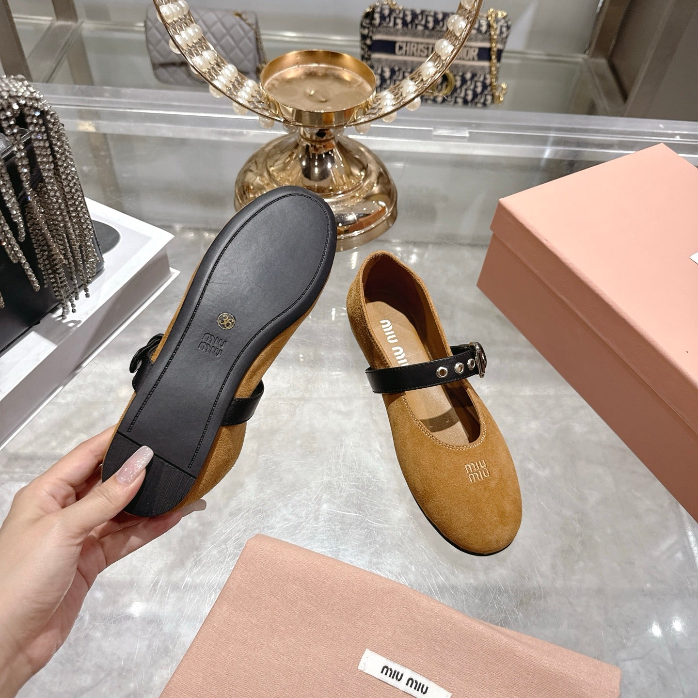 Miu 26s Ballerinas Brown Suede 679782