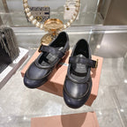 Miu 26s Gymnasium Ballerinas Navy Blue Leather 679783