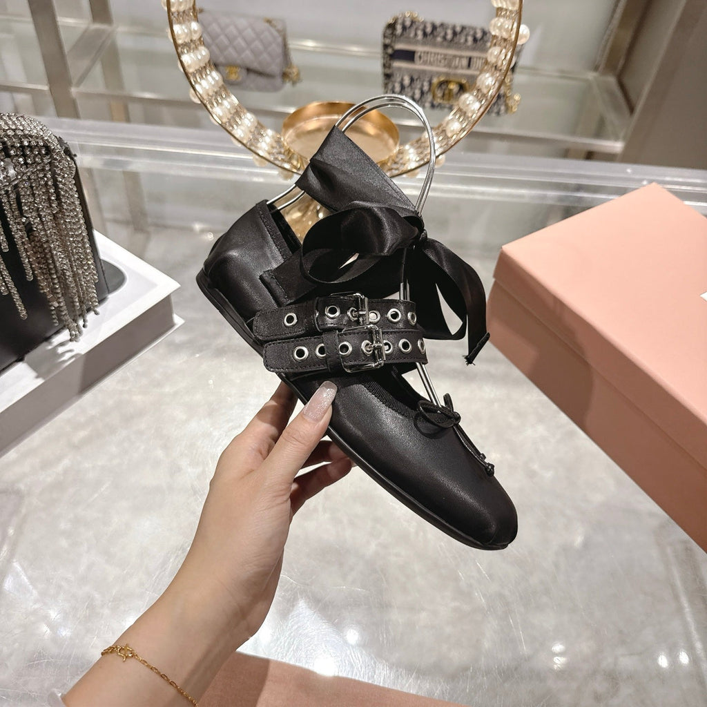 Miu 26s Ballerinas Black Leather 679786
