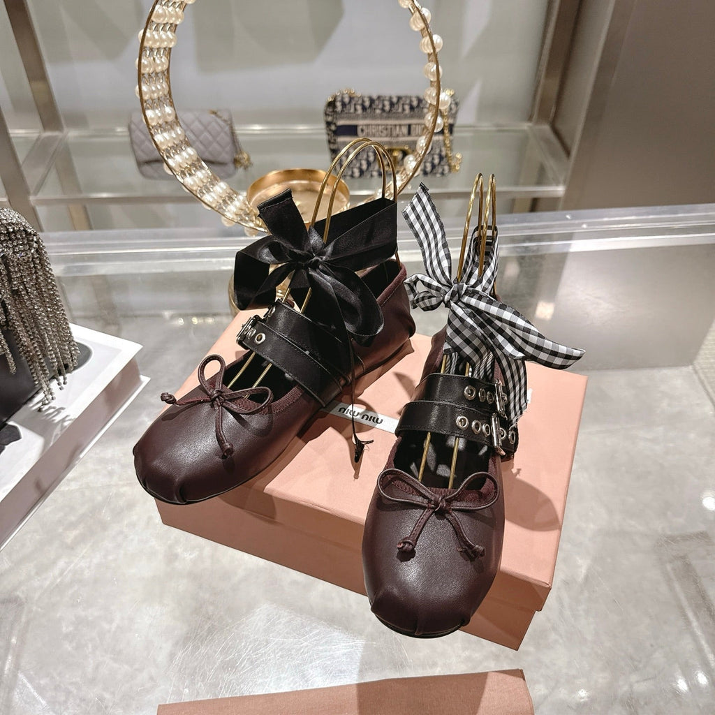 Miu 26s Ballerinas Chocolate Leather 679788