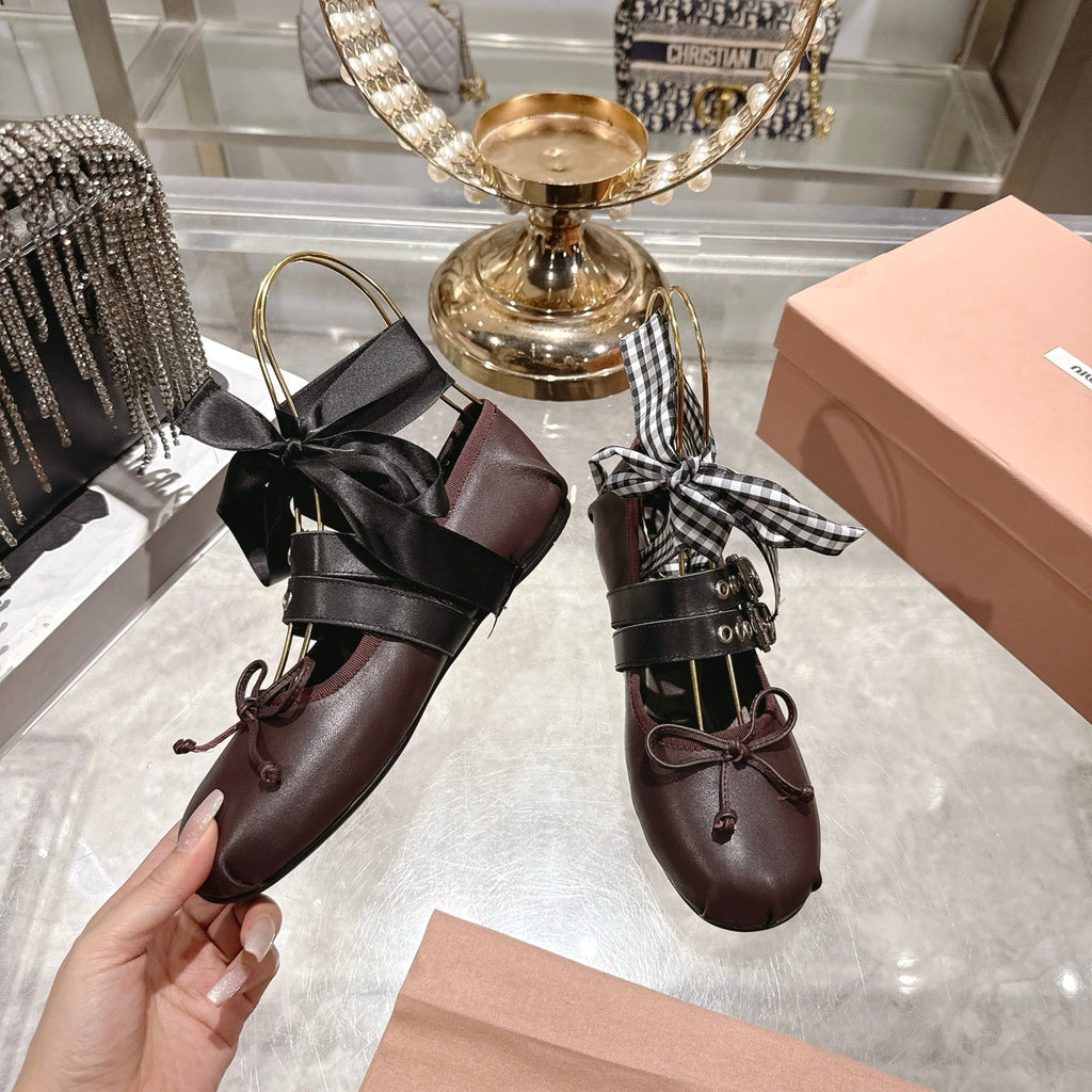 Miu 26s Ballerinas Chocolate Leather 679788