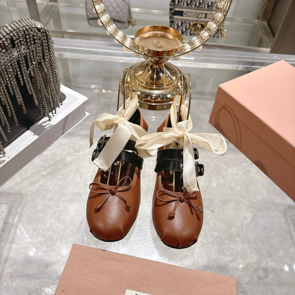 Miu 26s Ballerinas Brown Leather 679789
