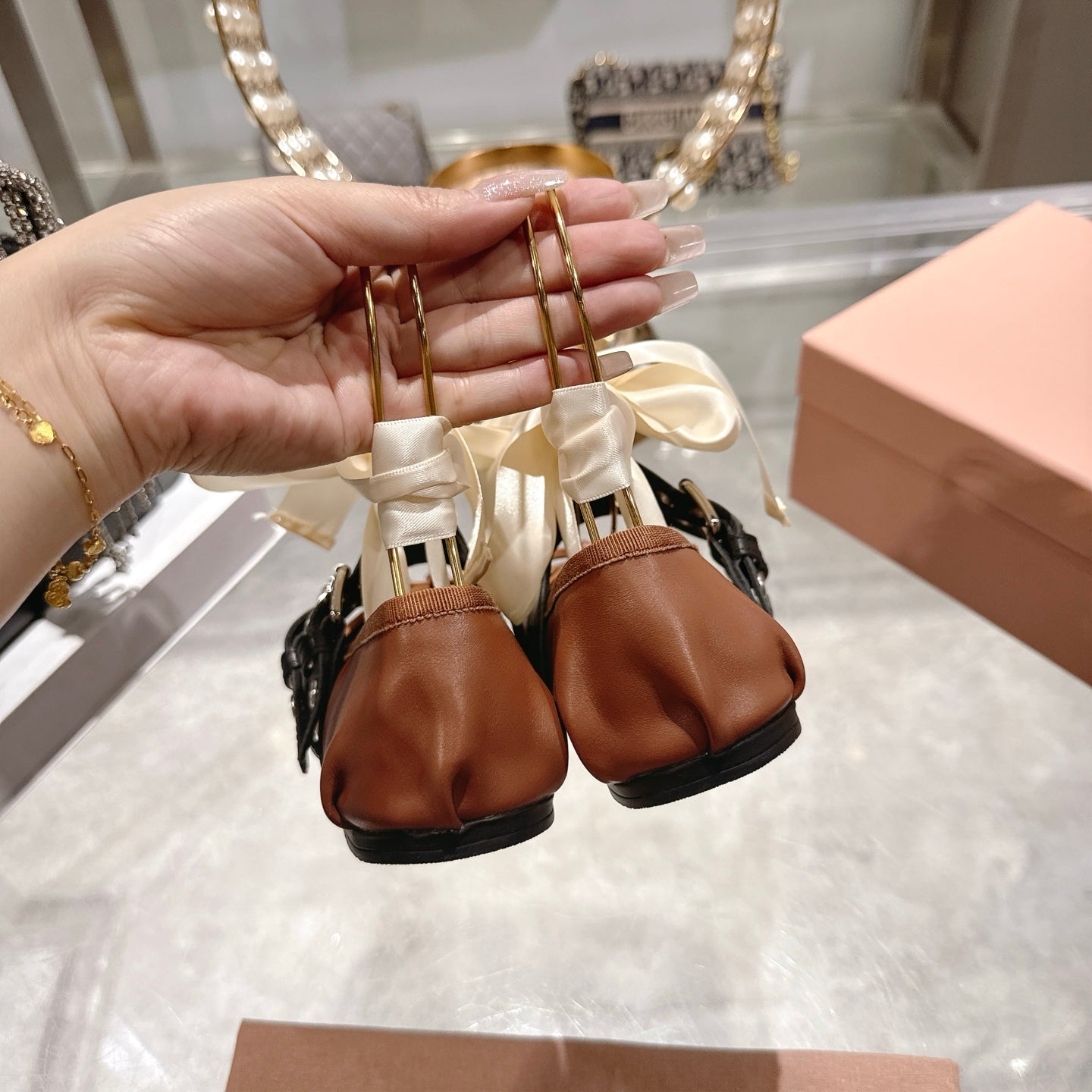 Miu 26s Ballerinas Brown Leather 679789