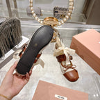 Miu 26s Ballerinas Beige Brown Canvas Leather 679791