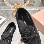 Miu 26s Boat Shoe Black Mesh Suede 679793