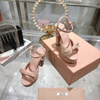 Miu Platform Sandal 12cm With Bow Light Pink Suede 751318