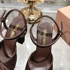 Miu Platform Sandal 12cm With Bow Coffee Suede 751319